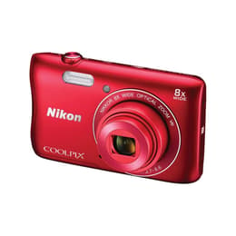 Kompakt Kamera Coolpix S3700 - Rot + Nikon Nikkor 8x Wide Optical Zoom 25-200mm f/3.7-6.6 VR f/3.7-6.6