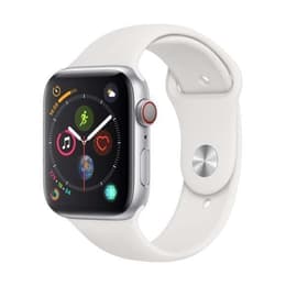 Apple Watch (Series 4) 2018 GPS + Cellular 44 mm - Rostfreier Stahl Silber - Sportarmband Weiß