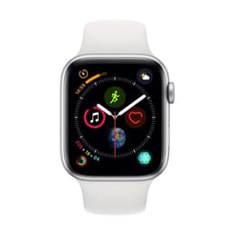 Apple Watch (Series 4) 2018 GPS + Cellular 44 mm - Rostfreier Stahl Silber - Sportarmband Weiß