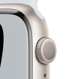 Apple Watch (Series 7) 2021 GPS 41 mm - Aluminium Polarstern - Nike Sportarmband Weiß/Schwarz