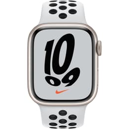 Apple Watch (Series 7) 2021 GPS 41 mm - Aluminium Polarstern - Nike Sportarmband Weiß/Schwarz