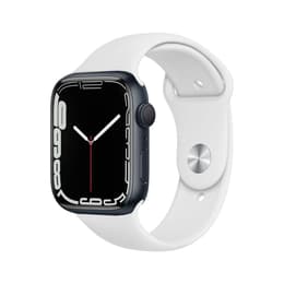 Apple Watch Series 7 (2021) GPS + Cellular 45 mm - Aluminium Mitternacht - Sportarmband Weiß