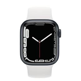 Apple Watch Series 7 (2021) GPS + Cellular 45 mm - Aluminium Mitternacht - Sportarmband Weiß