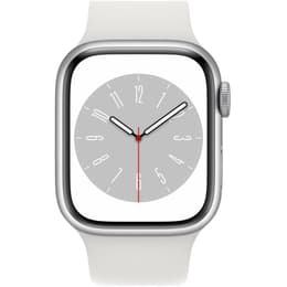 Apple Watch Series 8 (2022) GPS + Cellular 41 mm - Aluminium Silber - Sportarmband Weiß