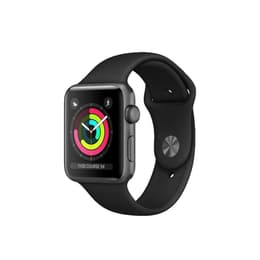 Apple Watch (Series 3) 2017 GPS + Cellular 42 mm - Aluminium Space Grau - Sportarmband Schwarz