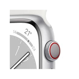 Apple Watch Series 8 (2022) GPS + Cellular 41 mm - Rostfreier Stahl Silber - Sportarmband Weiß