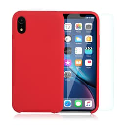 Hülle iPhone XR und 2 schutzfolien - Silikon - Rot