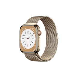 Apple Watch (Series 8) 2022 GPS + Cellular 45 mm - Rostfreier Stahl Gold - Milanaise Armband Gold