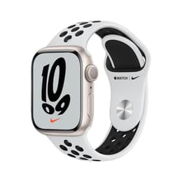 Apple Watch (Series 7) 2021 GPS 45 mm - Aluminium Polarstern - Nike Sportarmband Weiß/Schwarz