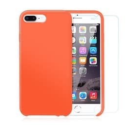 Hülle iPhone 7 Plus/8 Plus und 2 schutzfolien - Silikon - Orange