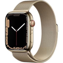 Apple Watch (Series 7) 2021 GPS 45 mm - Rostfreier Stahl Gold - Milanaise Armband Gold