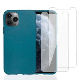 Hülle iPhone 11 Pro und 2 schutzfolien - Natürliches Material - Blau