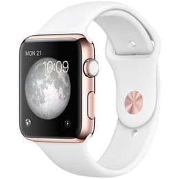 Apple Watch (Series 3) 2017 GPS + Cellular 38 mm - Aluminium Roségold - Sportarmband Weiß