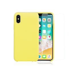 Hülle iPhone X/XS und 2 schutzfolien - Silikon - Gelb