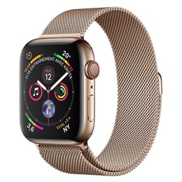 Apple Watch (Series 4) 2018 GPS + Cellular 44 mm - Rostfreier Stahl Gold - Milanaise Armband Gold