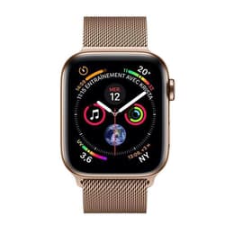 Apple Watch (Series 4) 2018 GPS + Cellular 44 mm - Rostfreier Stahl Gold - Milanaise Armband Gold