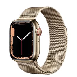 Apple Watch (Series 7) 2021 GPS + Cellular 41 mm - Rostfreier Stahl Gold - Milanaise Armband Gold