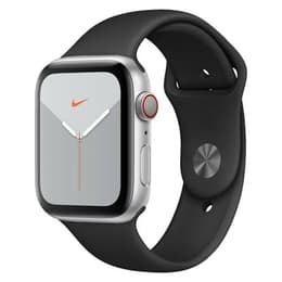 Apple Watch (Series 5) 2019 GPS + Cellular 44 mm - Aluminium Silber - Nike Sportarmband Schwarz