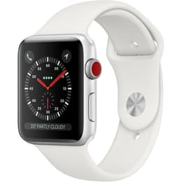 Apple Watch (Series 3) 2017 GPS + Cellular 38 mm - Aluminium Silber - Sportarmband Weiß