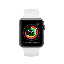 Apple Watch (Series 3) 2017 GPS 38 mm - Aluminium Space Grau - Sportarmband Weiß