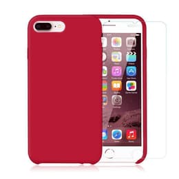 Hülle iPhone 7 Plus/8 Plus und 2 schutzfolien - Silikon - Rot