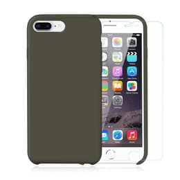 Hülle iPhone 7 Plus/8 Plus und 2 schutzfolien - Silikon - Olive
