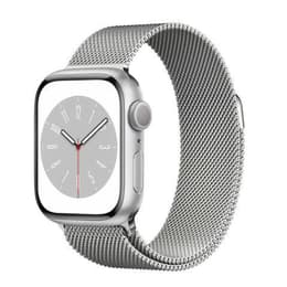 Apple Watch (Series 7) 2021 GPS + Cellular 41 mm - Aluminium Silber - Milanaise Armband Grau