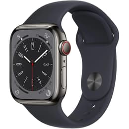 Apple Watch (Series 8) 2022 GPS + Cellular 41 mm - Rostfreier Stahl Grau - Sportarmband Grau