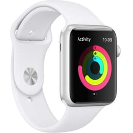 Apple Watch (Series 3) 2017 GPS 42 mm - Aluminium Silber - Sportarmband Weiß