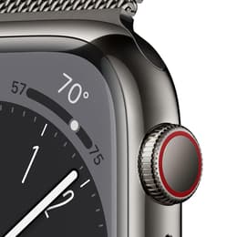 Apple Watch Series 8 (2022) GPS + Cellular 45 mm - Rostfreier Stahl Silber - Milanaise Armband Schwarz