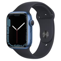 Apple Watch (Series 7) 2021 GPS + Cellular 45 mm - Aluminium Blau - Sportarmband Schwarz