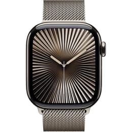 Apple Watch Series 10 (2024) GPS + Cellular 46 mm - Titan Natur - Milanaise Armband Grau