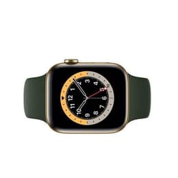 Apple Watch (Series 6) 2020 GPS + Cellular 44 mm - Rostfreier Stahl Gold - Sportarmband Grün