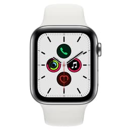 Apple Watch (Series 5) 2019 GPS + Cellular 40 mm - Rostfreier Stahl Silber - Sportarmband Weiß