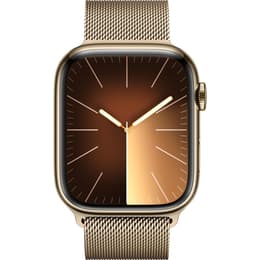 Apple Watch Series 9 (2023) GPS + Cellular 41 mm - Rostfreier Stahl Gold - Milanaise Armband Gold
