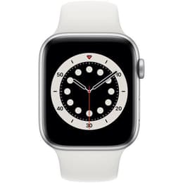 Apple Watch (Series 6) 2020 GPS + Cellular 44 mm - Aluminium Silber - Sportarmband Weiß