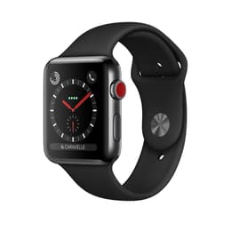 Apple Watch (Series 3) 2017 GPS + Cellular 42 mm - Rostfreier Stahl Schwarz - Sport loop Schwarz