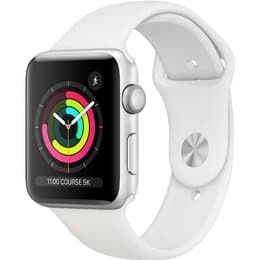 Apple Watch (Series 3) 2017 GPS + Cellular 42 mm - Rostfreier Stahl Silber - Sportarmband Weiß