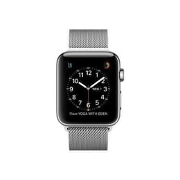 Apple Watch (Series 3) 2017 GPS + Cellular 38 mm - Rostfreier Stahl Aluminium - Milanaise Armband Silber