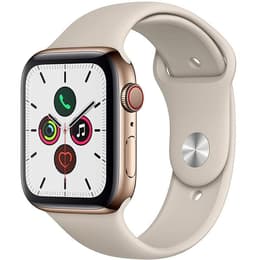 Apple Watch (Series 4) 2018 GPS + Cellular 44 mm - Rostfreier Stahl Gold - Sportarmband Stein