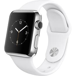 Apple Watch (Series 1) 42 mm - Rostfreier Stahl Silber - Sportarmband Weiß
