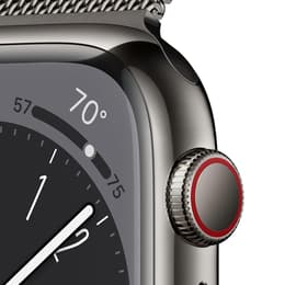 Apple Watch (Series 8) 2022 GPS + Cellular 45 mm - Rostfreier Stahl Space Grau - Milanaise Armband Grau