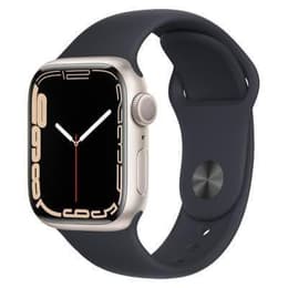 Apple Watch (Series 7) 2021 GPS 41 mm - Aluminium Polarstern - Sportarmband Schwarz
