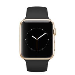 Apple Watch (Series 3) 2017 GPS + Cellular 38 mm - Aluminium Gold - Sportarmband Schwarz