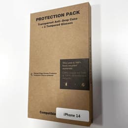 Hülle iPhone 14 und 2 schutzfolien - Recycelter Kunststoff - Transparent