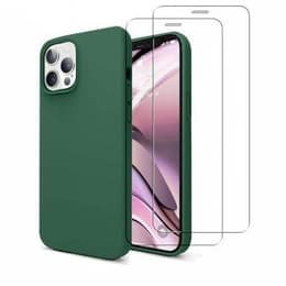 Hülle iPhone 12/12 Pro und 2 schutzfolien - Silikon - Grün