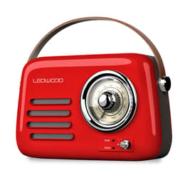 Radio Rétro portable Ledwood ALMA, FM, Bluetooth 5.3 Entrée USB, Puissance 3W - Batterie 3,7V-1500mAh - Retro Vintage - Rouge Radio Nein