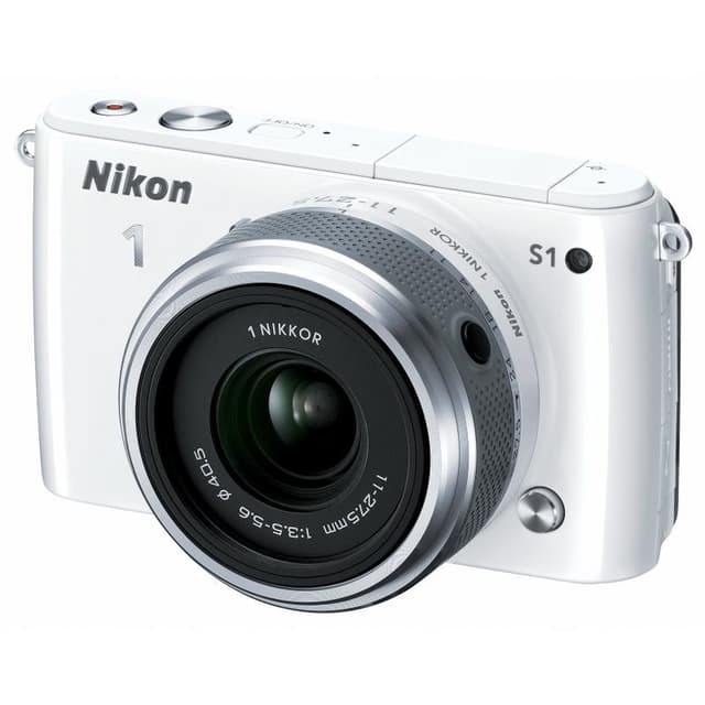 Hybrid - Nikon 1 s1 - Weiß + Objektiv Nikkor 11-27.5