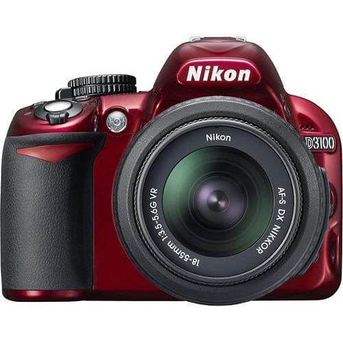 Spielgelreflex - Nikon D3100 - Rot + Objektiv Nikkor 18-55 mm VR