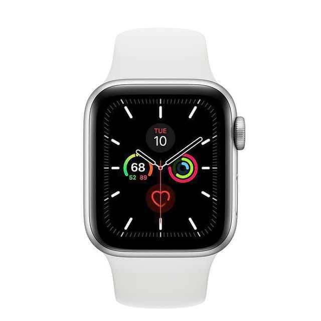 Apple Watch (Series 5) September 2019 44 mm - Aluminium Silber - Armband Sportarmband Weiß